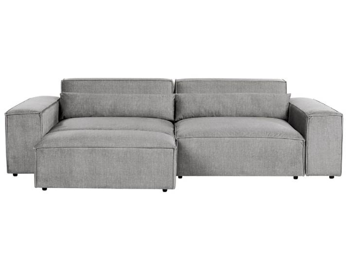 Canapé avec pouf 2 personnes en tissu gris