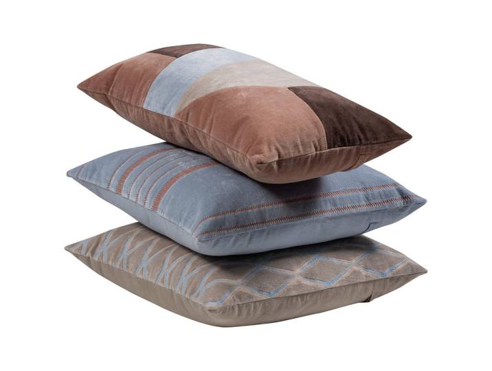 Livetastic Zierkissenset Laon, Blau, Naturfarben, 3-teilig, Abstraktes, Füllung: Kapok,Kapok, rechteckig, 45x45 cm, langlebig, Heimtextilien, Wohntextilien, Kissen, Zierkissen