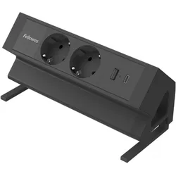 Fellowes, Steckdosenleiste, Strommodul Schreibtisch 2xSteckdose,USB-A,USB-C sch (2x, USB-A, USB-C, 2 m)