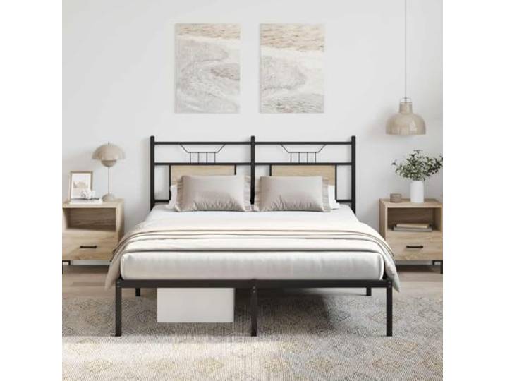 Stahlgestell mit Stauraum Lesekomfort Kopfteil 137x190 cm Braun Bettgestell ohne Matratze Sonoma-Eiche 137x190 cm Holzwerkstoff Metallbett mit Kopfteil Stauraum Lattenrost stabil