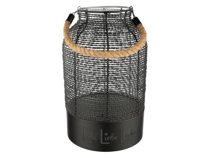 GILDE Windlicht Lebe Liebe Lache - Eisen - matt schwarz - Höhe 33cm x Ø 20cm - mit Henkel