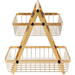 Cheffinger, Dekoschale, Obstkorb 2 Ebenen Edelstahl Holzgriff