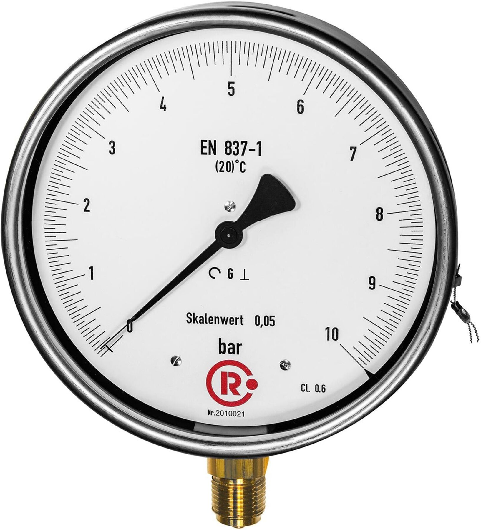 Riegler Feinmessmanometer, G 1/2 radial unten, 0 - 60,0 bar, Ã˜ 160, 1169-R)