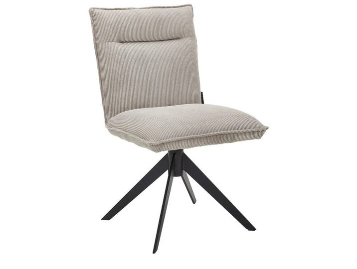 Stuhl, Ecru, 47x87x62 cm, Metall & Textil, 360° Drehbar, Johann-Jakob