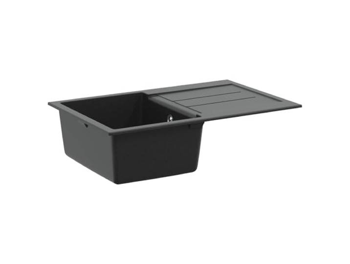 KGTKGTYER Küchenspüle 780 x 500 mm Quarz-Spülbecken Schwarz & Abfluss-Set Hitzebeständig bis 280 C, Kratz- und fleckenresistente Oberfläche
