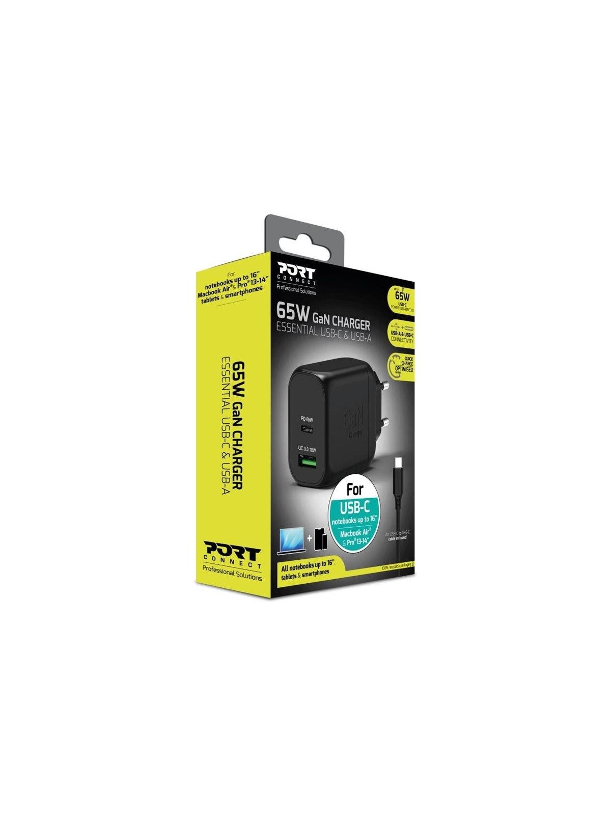 PORT Designs PORT Connect power adapter - GaN - USB Type A USB-C - 65 Watt