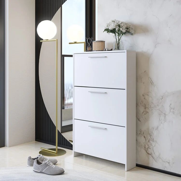 garneroarredamenti Scarpiera ingresso 69x115h cm bianco opaco Benton