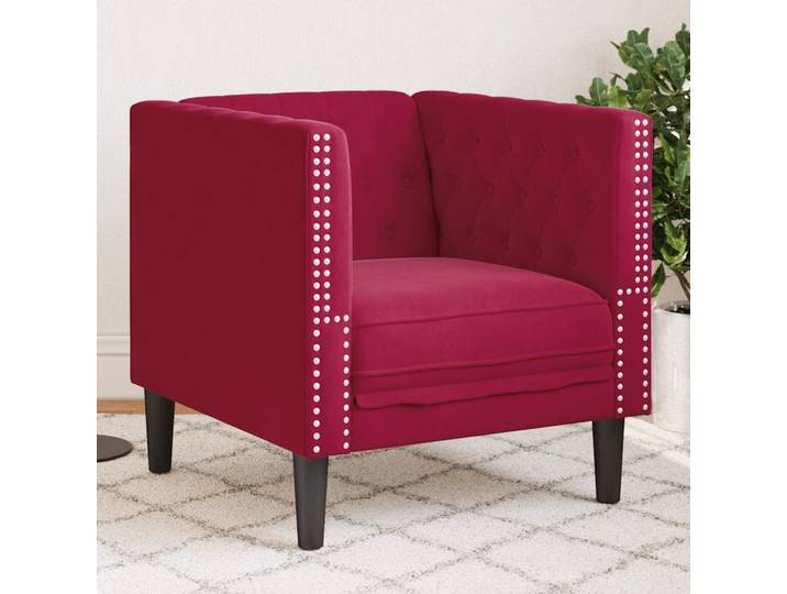 vidaXL Chesterfield-Sessel Weinrot Samt