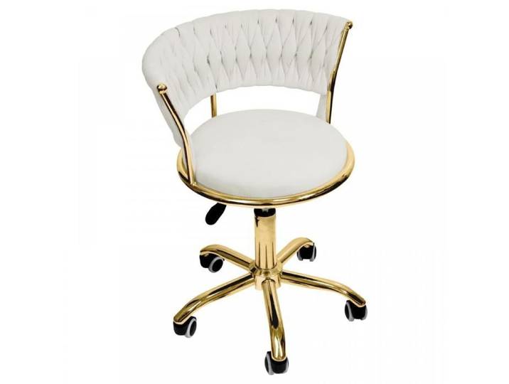 KEDIA Tabouret Roulant Doré Pivotant Tabourets de Bureau pour Travail Maquillage pour Salle de séjour Salle d'Etude blanc cassé
