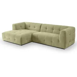 SOFA grün Webstoff 292 x 161 cm, Ecksofa 5-Sitzer, L-Sofa Ottomane links