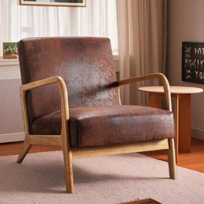 "32.68"" Velvet Classic Mid-Century Modern Accent Armchair with Open-Framed Arm Design and Plush Foam Cushioning"