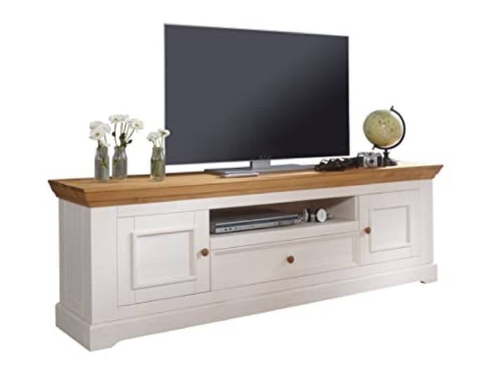 Woodroom Lowboard in Kiefer massiv weiß TV-Schrank TV-Kommode (BxHxT 189x63x42 cm)