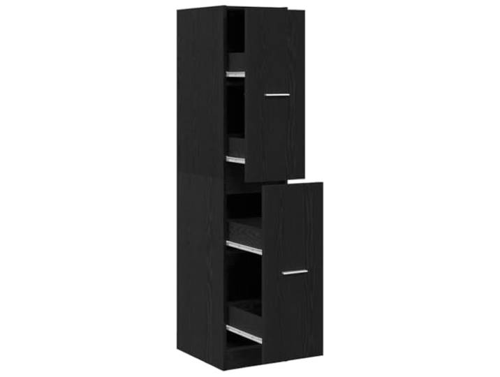 RJPLMFV Apothekerschrank Nussbaum, Schwarz, 30 x 41 x 144,5 cm, Holz Vielseitiges Möbelstück, Apotheke, Wohnzimmer, Büro, Komfortgriffe, Wandbefestigung inklusive, pflegeleicht