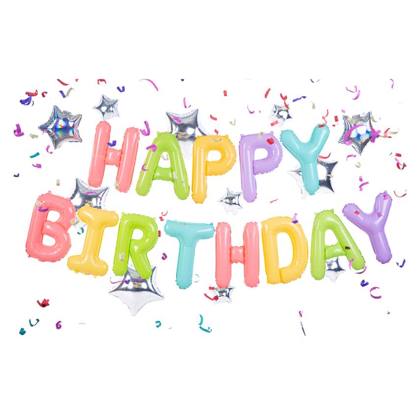 Partydeco Luftballon-Set Happy Birthday Mehrfarbig (35cm) (15x) (FB81)
