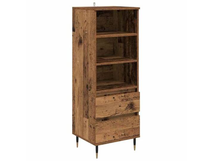 Highboard Altholz 40 x 36 x 110 cm Holzwerkstoff Metallbeine,Regalbretter,Schubladen,Wohnzimmer,Aufbewahrung,modernes Design