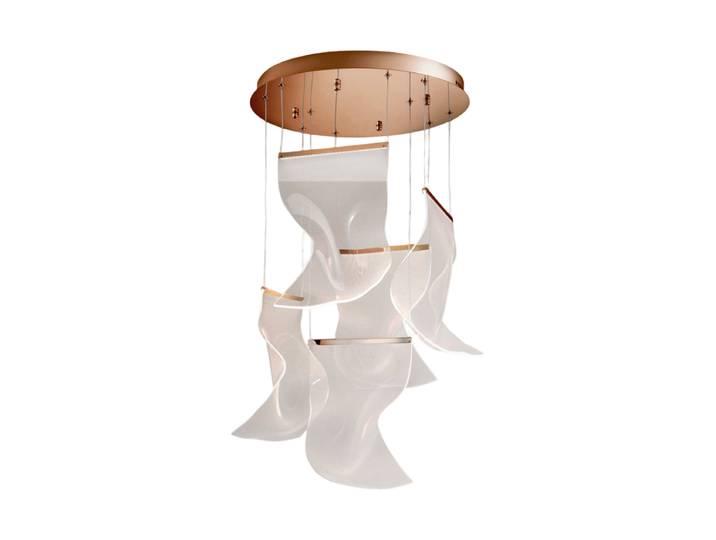 Grosse LED Design Hängelampe „Velos“, Roségold Roségold, Transparent Schuller
