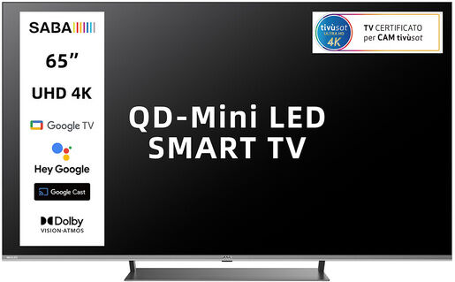 Saba SA65M91GTV Mini LED TV 165,1 cm (65'') 4K Ultra HD Smart TV Wi-Fi Grigio 350 cd/m²