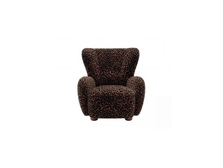 LILI - Fauteuil tissu imprimé animalier - Terracotta