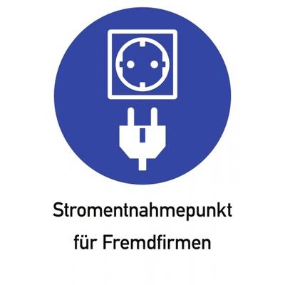 Schild Stromentnahmepunkt für Fremdfirmen, Kombischild, Alu, 210x297 mm