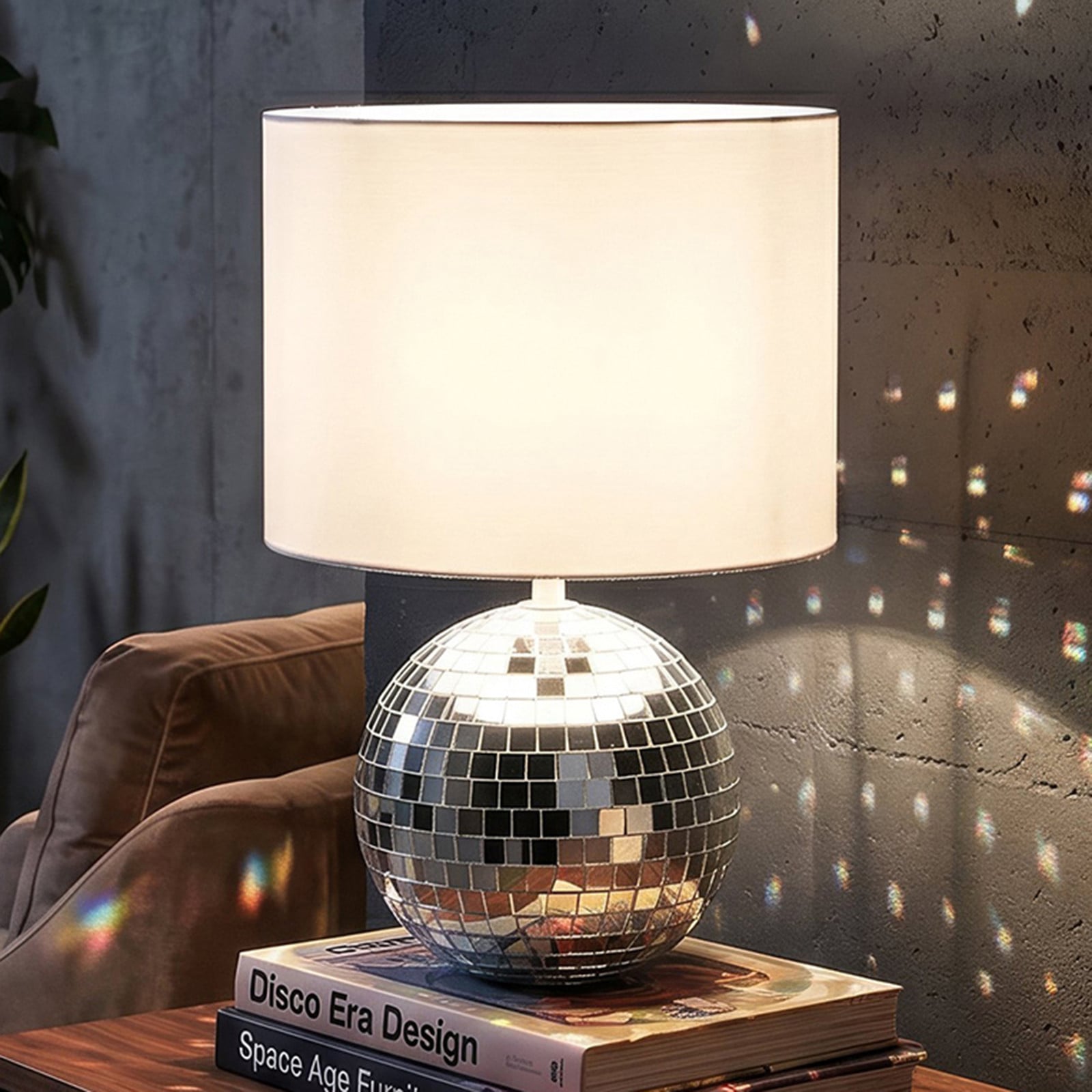 home24 Tafellamp Glitza zilver/zilver Ø 20cm van polycarbonaat met E14 fitting