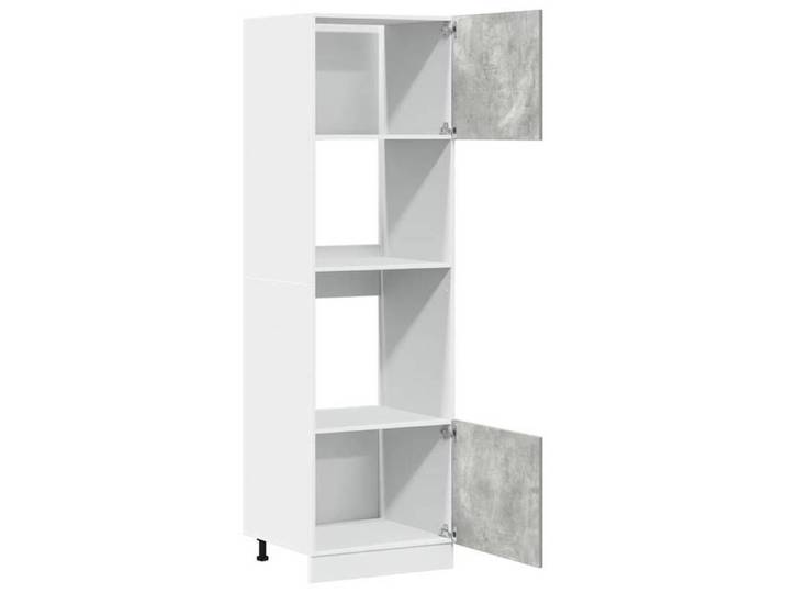 Printemps 2026 Soldes Gris Armoire Bas de Restaurant/Meuble colonne - Meuble micro-ondes  Lyon  Gris béton 60x57x207 cm Bois d'ingé