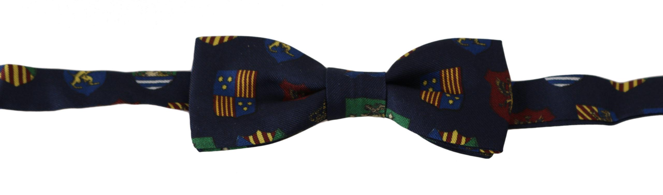 Dolce & Gabbana Blauwe Vlaggen 100% Zijde Verstelbare Hals Papillon Heren Strik