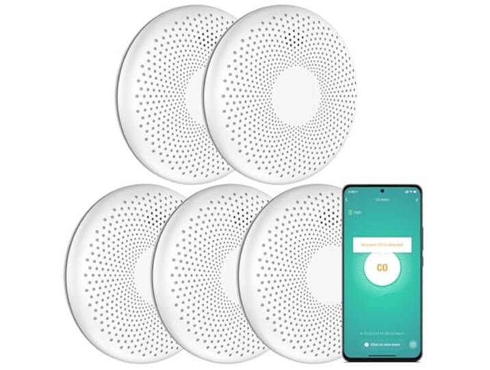 Aroha Smart Connect Slimme WiFi Combimelder - 10 jaar batterij - App Tuya & Smartlife - 5 stuks