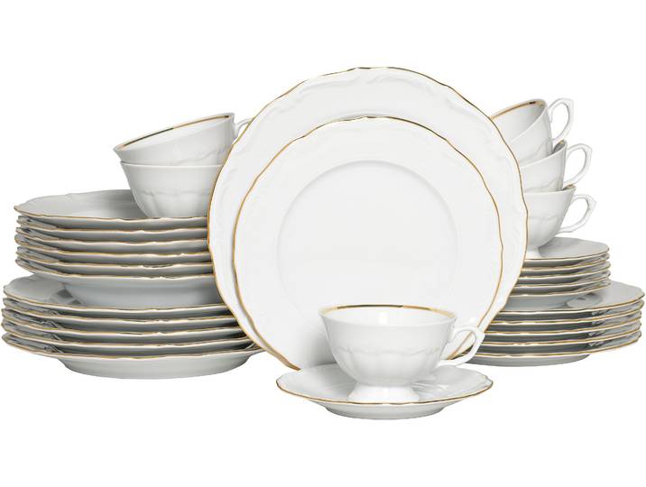 Kombiservice CREATABLE Maria Theresia, Kombi-Service 30-tlg , gold (weiß, goldfarben), 30 Stk., Porzellan, Geschirr-Sets, Kombiservice, Traditionelle Porzellanform