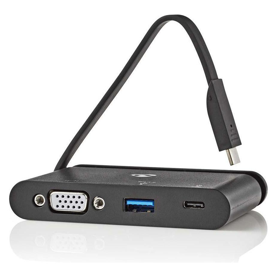 Nedis Hub - USB-C - Computer - USB 3.0 - VGA - Schwarz (USB-C, 1 Port) (TCARF220BK)