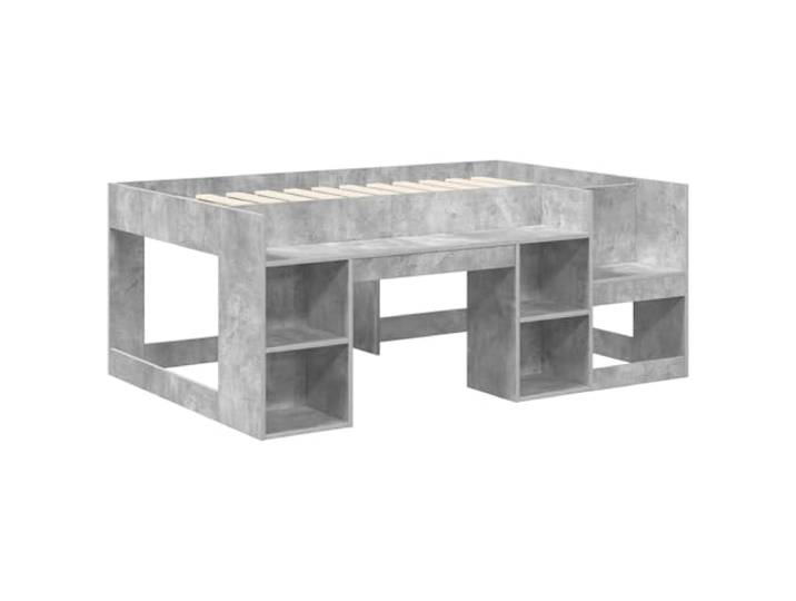 KTHLBRH Bettgestell mit Regalen Grau Beton 80 x 160 cm Technisches Holz, feste Latten, maximale Belastung 120 kg, einfache Montage