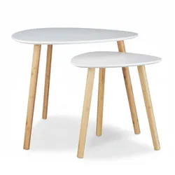 Relaxdays Satztisch 2er Set, platzsparende Beistelltische im nordischen Design, Blumentisch und Zeitungsablage, weiß