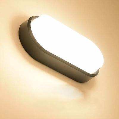 Inspire Curations AquaGlow Modern LED Moistureproof Wall Lamp Oval Bathroom & Outdoor Surface Light (16W 20W) warm White 16w Black