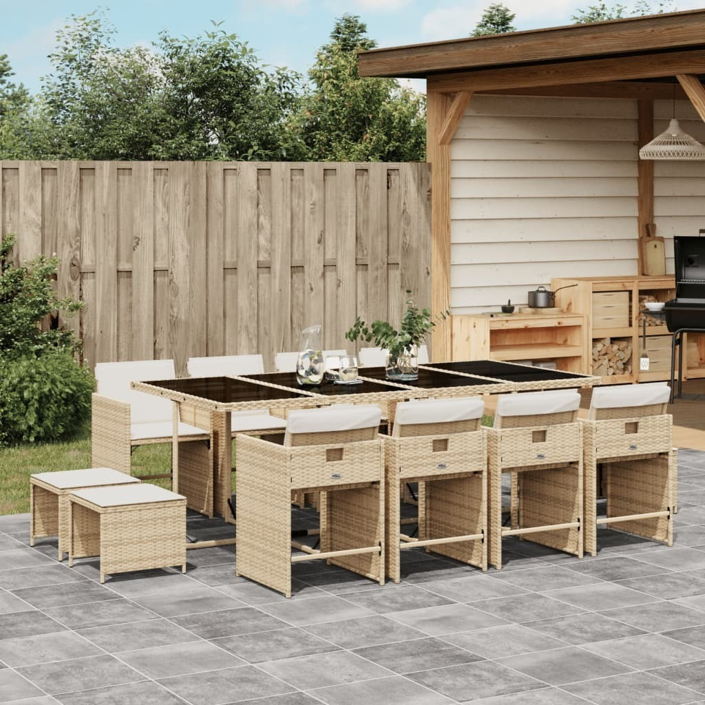 Prolenta Tuinset voor de tuin en het terras, 13-delig, met kussens, beige