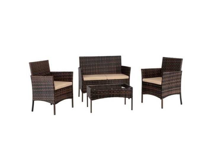 ENSEMBLE MEUBLES DE SALON- 2pcs fauteuils + 1pc causeuse + table basse MARRON