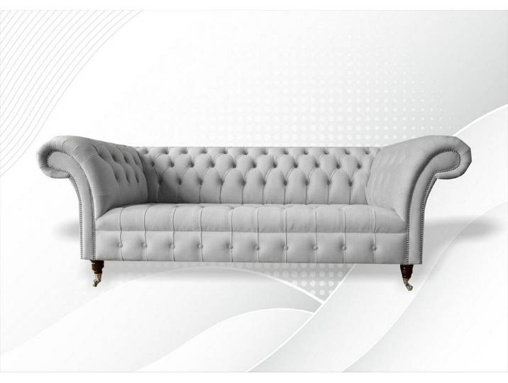 JVmoebel Chesterfield-Sofa Graue Luxus-Couch mit Chesterfield-Muster und Holzfüßen, Packung 1 Teile, Made in Europa