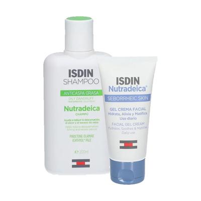 Isdin Nutradeica® Gel-Creme für das Gesicht + Anti-Schuppen Shampoo 50+200 ml Kombipackung