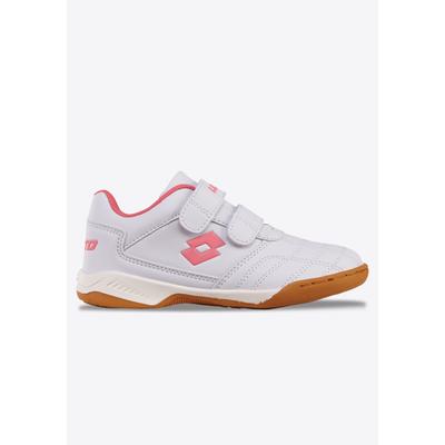 Hallenschuh LOTTO, Mädchen, Gr. 32, weiß (weiß, fr.pink), Synthetik, Schuhe Hallenschuh, mit Klettverschluss