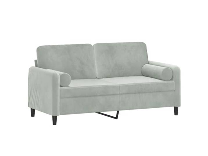 KTHLBRH 2-Sitzer-Sofa, hellgrau, 140 cm, aus Samt Gestell aus Metall, Füllung aus Schaumstoff, 2 Kissen inklusive, 110 kg pro Sitzfläche