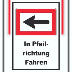 HB-Druck In Pfeilrichtung fahren links Symbol und Text A5 (148x210mm)