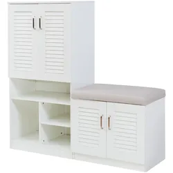 En.Casa, Schuhschrank, Schuhschrank Løten 120x37x120 cm Weiss (120 x 36.50 x 120 cm)