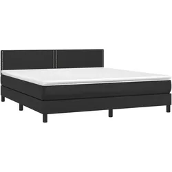 Décoshop26 - LED-Bettgestell mit Lattenrost Kopfteil und 180x200cm schwarzer Synthetikmatratze TDL0209152