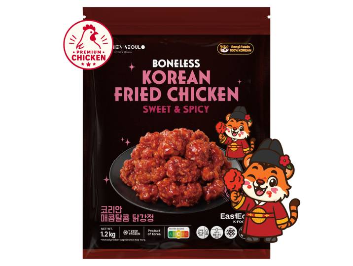 Rengi Koreaanse gefrituurde kip zoet pittig familieverpakking 1,2 kg