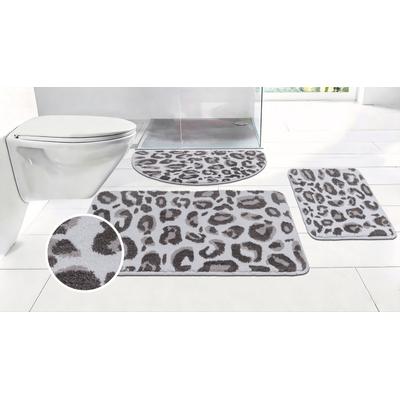 Badematte OTTO HOME "Regona Leo, Badvorleger, Badezimmer Teppich, Duschvorleger", hellgrau, H:10mm, Polyester, Badematten, Badematte, Leoparden-Muster, Animal Print, modern