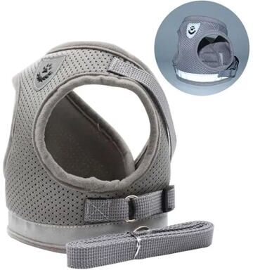 Uplift Picks Escape Proof Reflective Cat Harness And Leash Set gray xs