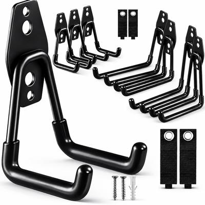 TOJ Living Werkzeughaken – 13-teiliges Set – 11 Haken und 2 Schlaufen – Metall – Mattschwarz – Wandmontage