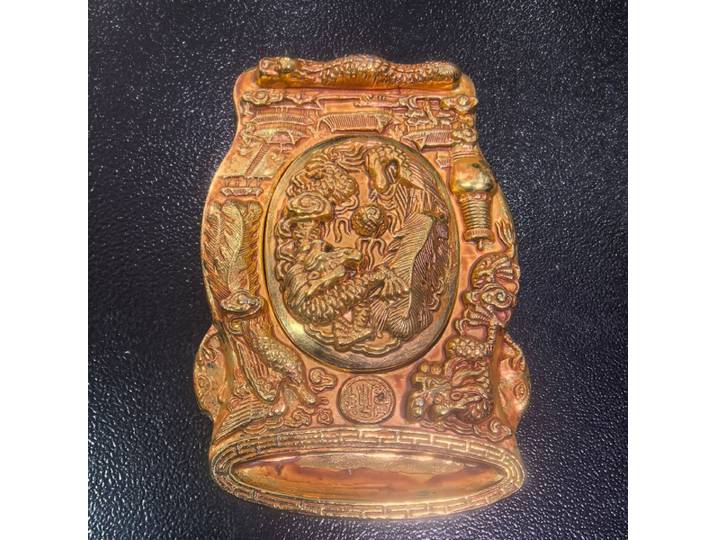 Nouveaux objets artisanaux, pierre à encre antique plaquée or, relief de dragon et de phénix, objets artisanaux divers, collection d'ornements