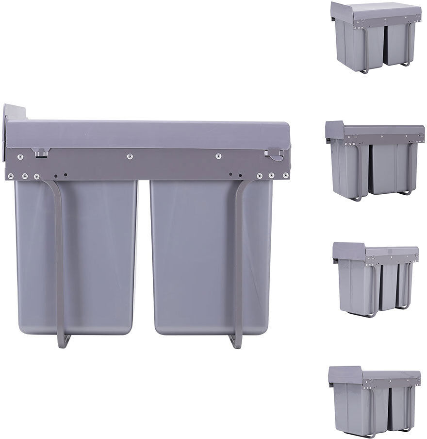 Symple Stuff Shel Pull Out Rubbish Bin Gray 40L