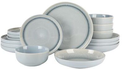 Gibson Elite Juno Moon 16 Piece Double Bowl Reactive Dinnerware Set - Blue