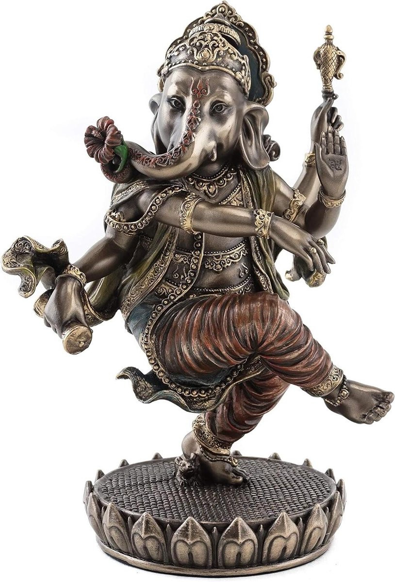 Dansende Ganesha Beeld - Bronskleurige Olifant God Decoratie - Koud Gegoten Brons