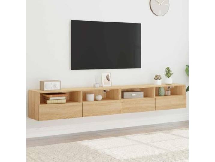 HEFZGDB TV-Wandschränke 2 Stück Sonoma-Eiche 100x30x30 cm Holzwerkstoff mit Ablagen und Fächern für Stauraum Organisation
